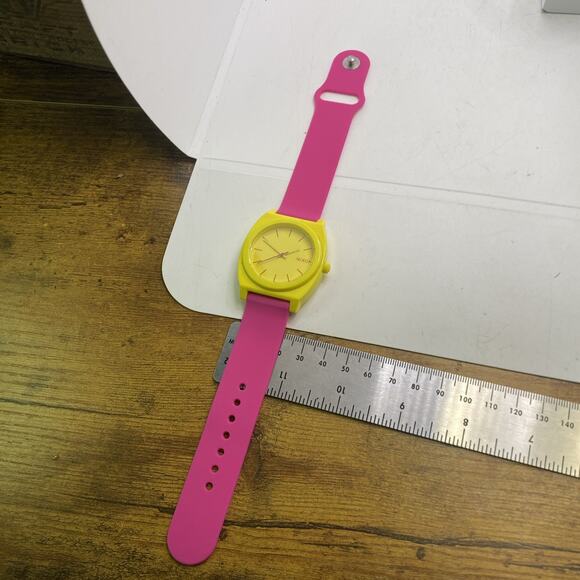 Nixon Time Teller Womens Yellow Pink Watch Works New Battery main image 4